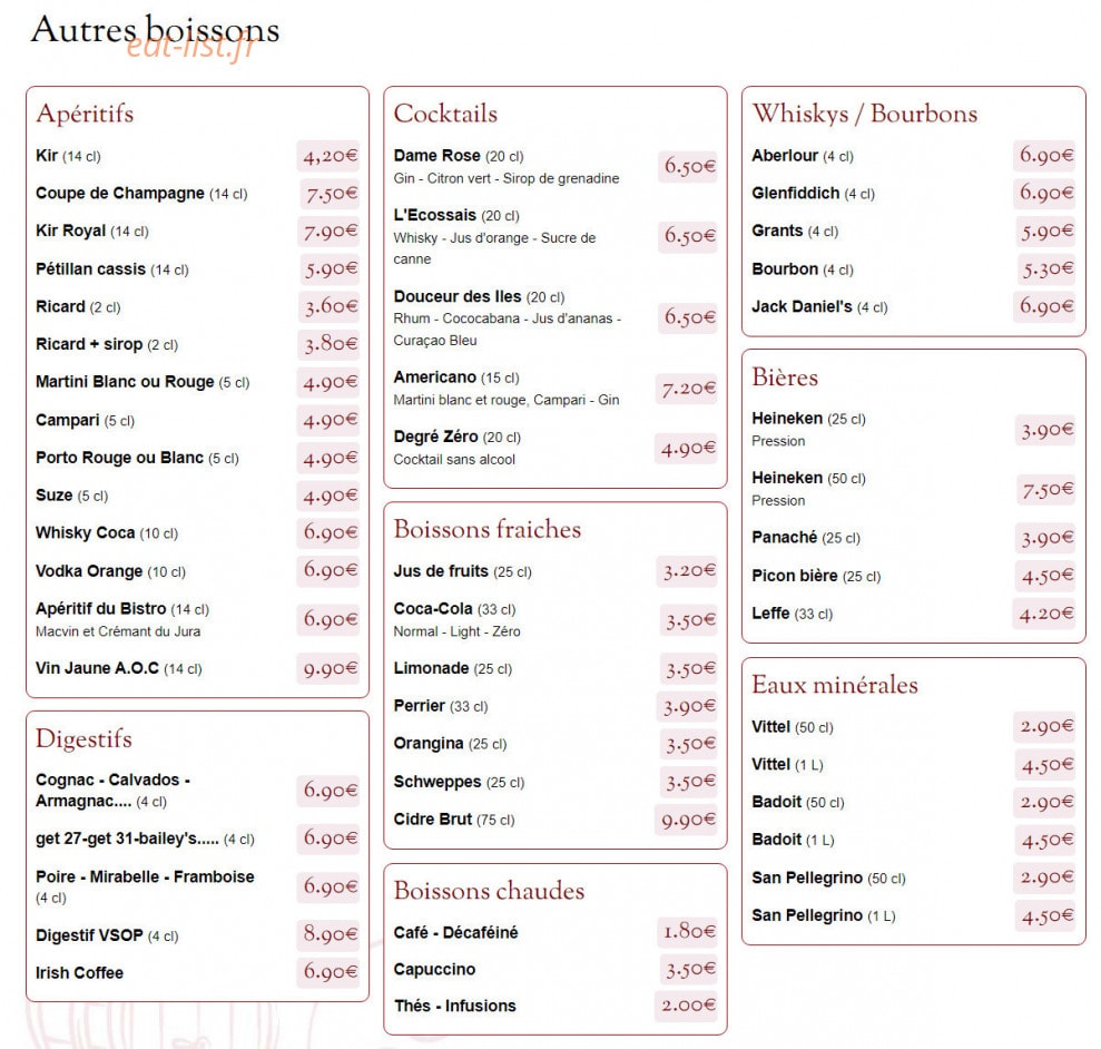 Le Bistro d'Augustin — carte page 4
