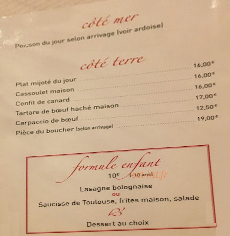 Le Café de la Comédie — carte page 1