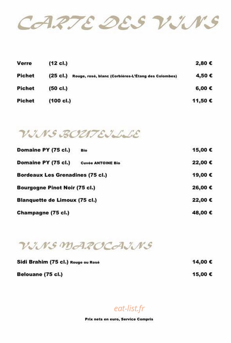 Le Comptoir — carte page 4
