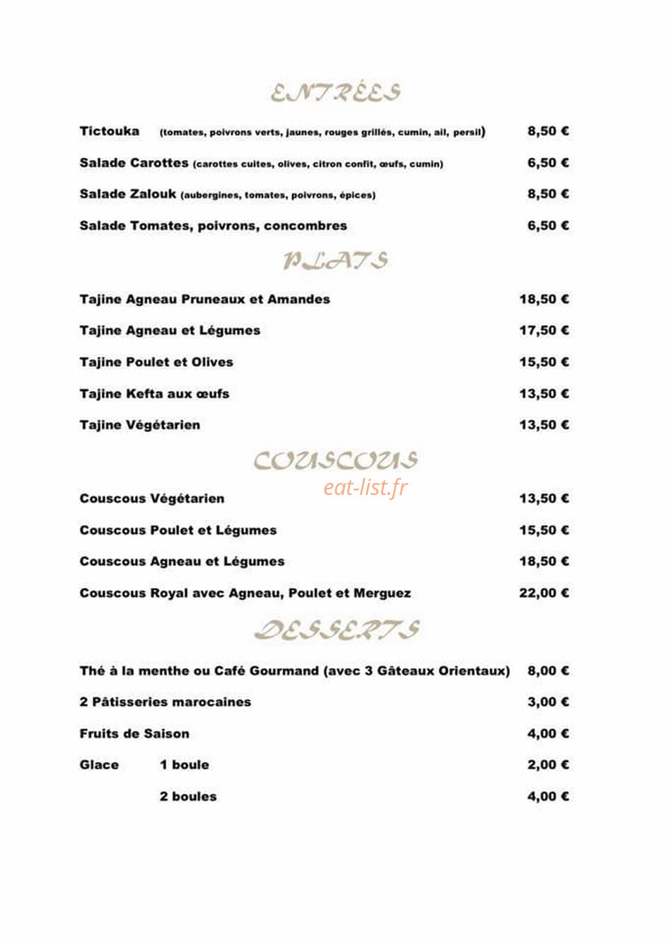 Le Comptoir — carte page 2