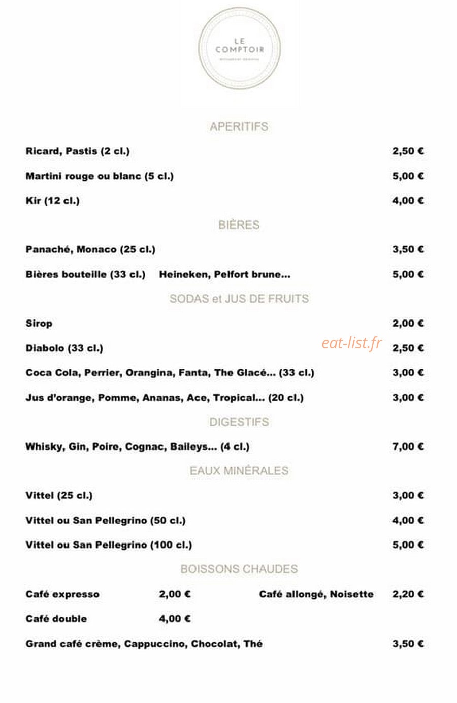 Le Comptoir — carte page 3
