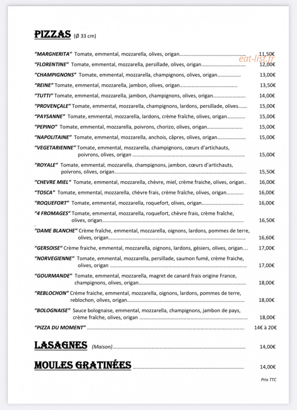 Le Kiosque du Dôme — carte page 1