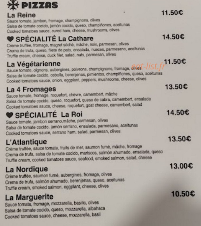 Le petit bistrot de la Trivalle — carte page 1