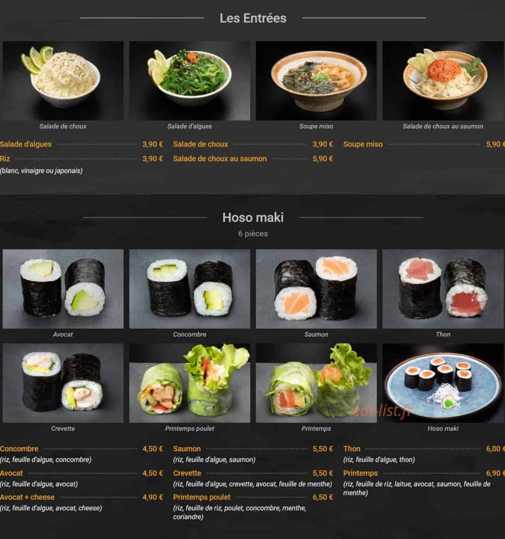 Le Restaurant du Japon — carte page 1