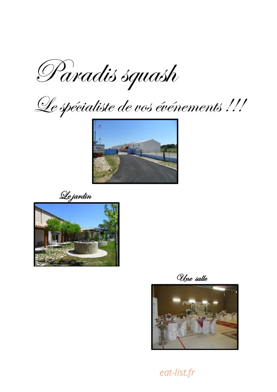 Le Resto du Paradis — carte page 1