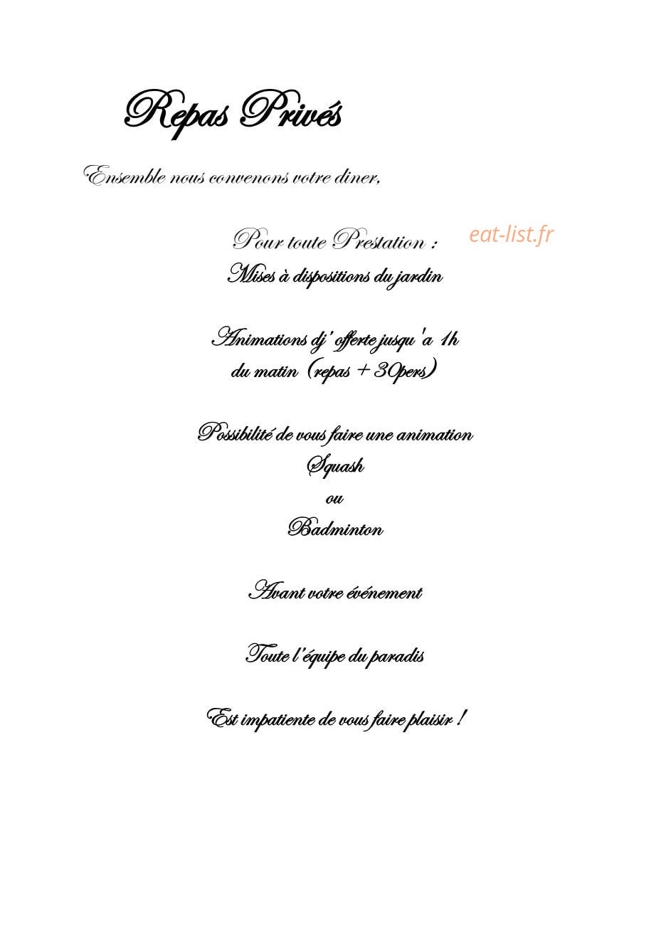 Le Resto du Paradis — carte page 5