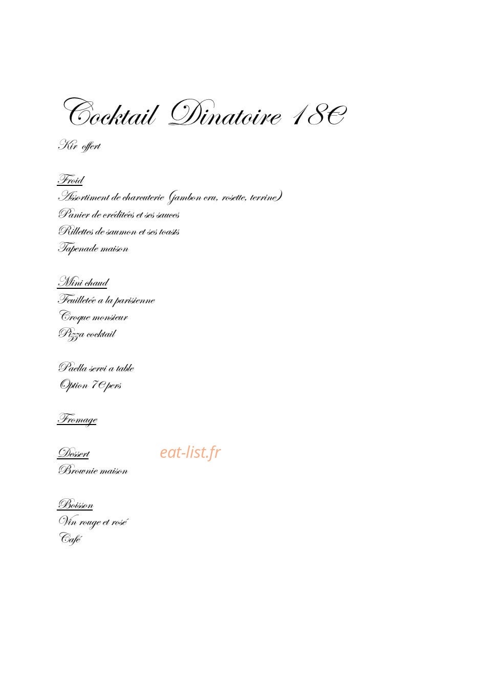 Le Resto du Paradis — carte page 2
