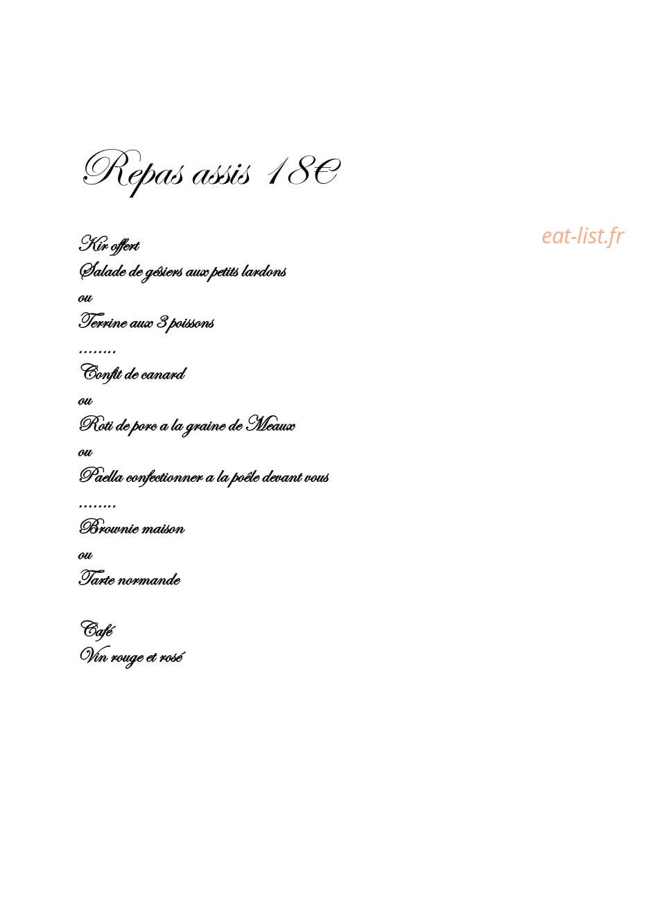 Le Resto du Paradis — carte page 3
