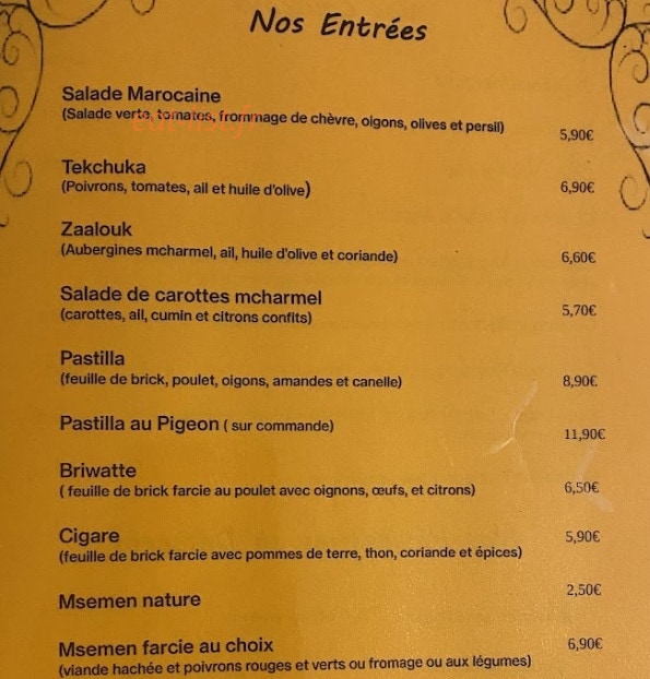 Les Délices de Tétouan — carte page 2