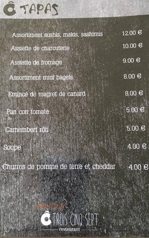 Ô Trois Cinq Sept — carte page 1