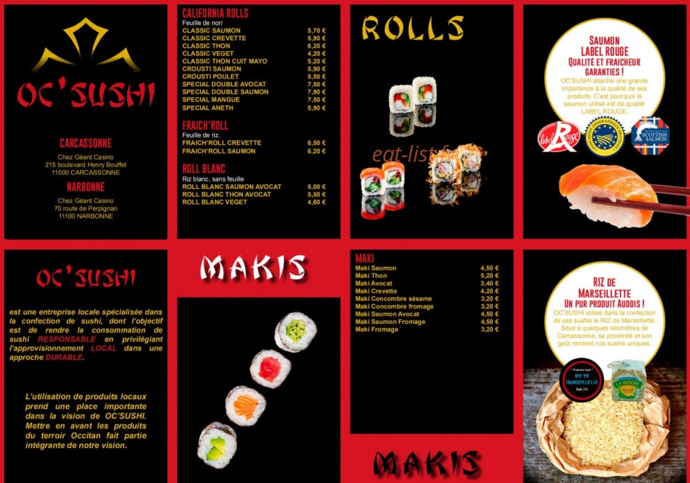 Oc'Sushi — carte page 1