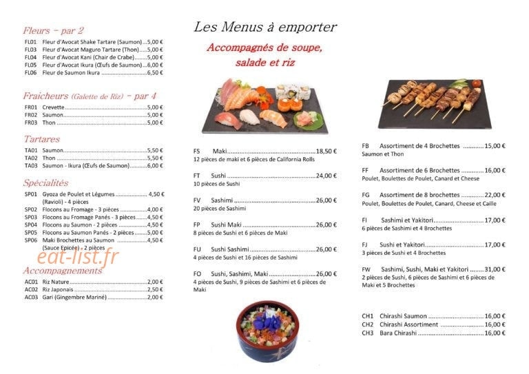 Sushi Boat — carte page 1