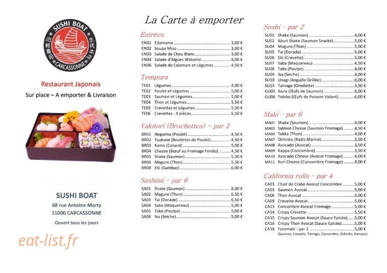 Sushi Boat — carte page 2
