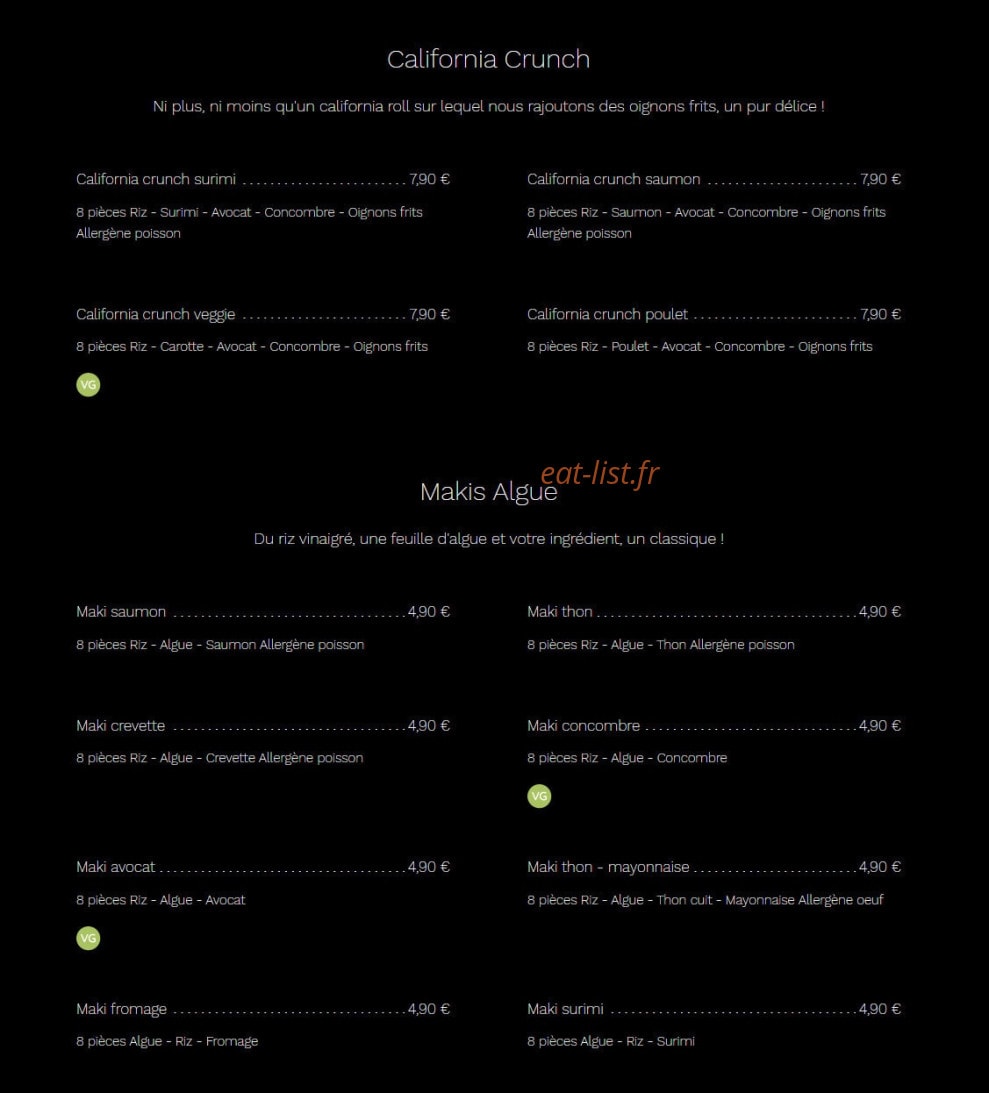 Sushi Place — carte page 1