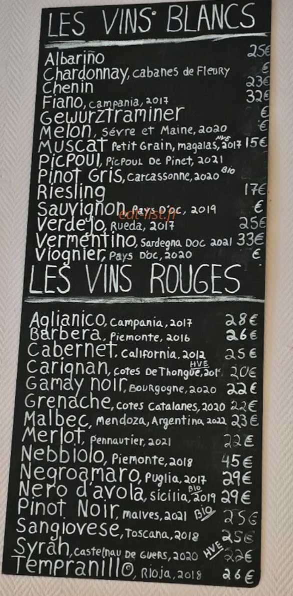 The Tasting Room — carte page 1