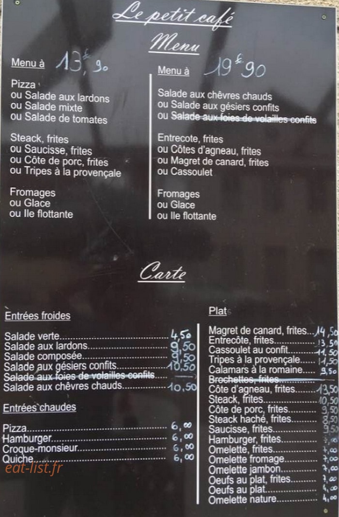 Au Petit Café — carte page 1