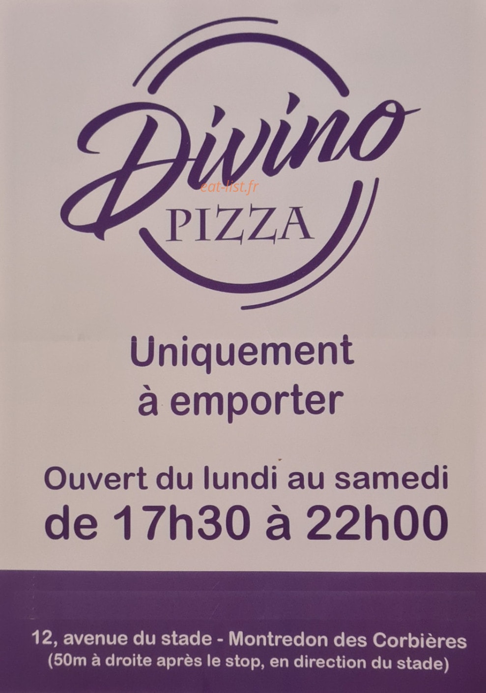 Divino Pizza — carte page 1
