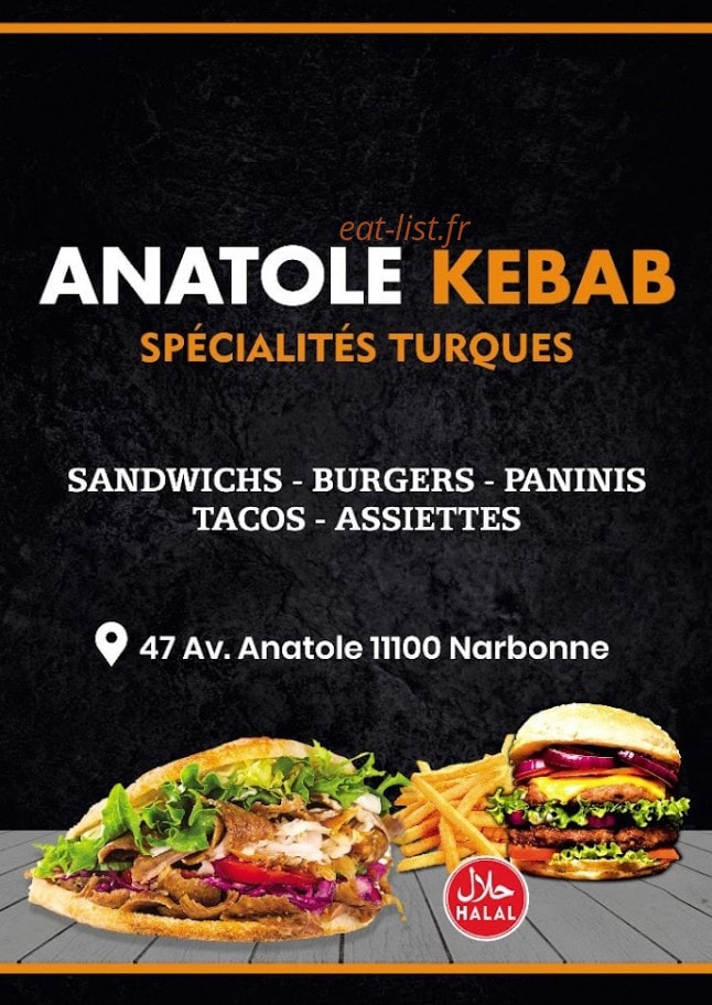 Anatole Kebab — carte page 1