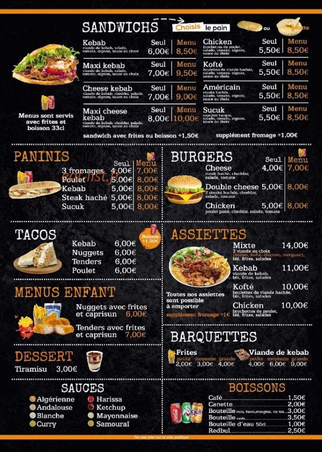 Anatole Kebab — carte page 2