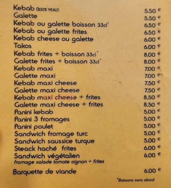 Ankara Kebab — carte page 1