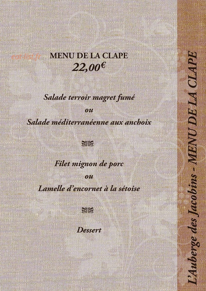 Auberge Des Jacobins — carte page 10