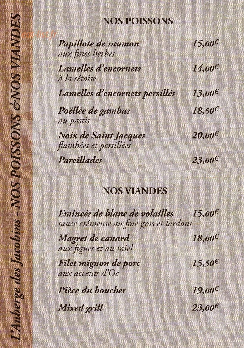 Auberge Des Jacobins — carte page 9