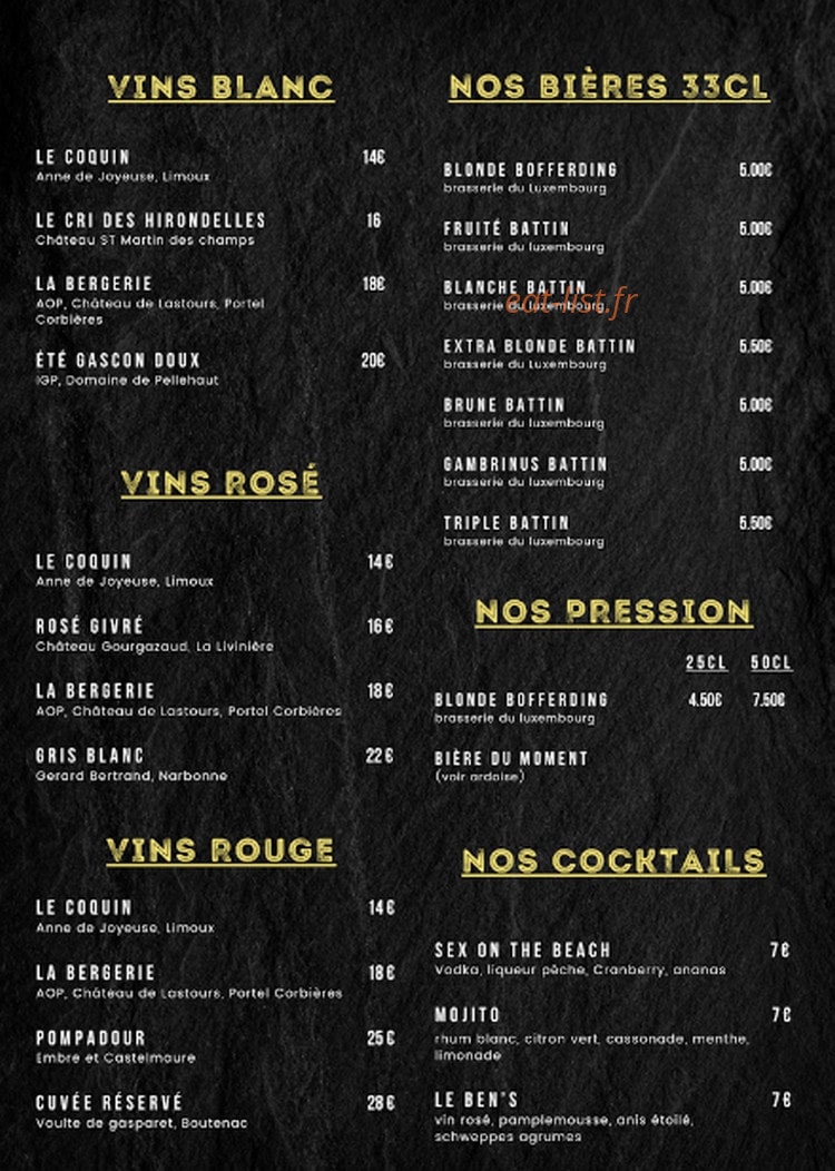 Ben's burger — carte page 5