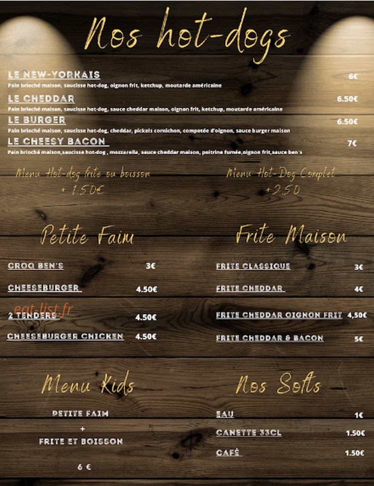 Ben's burger — carte page 3