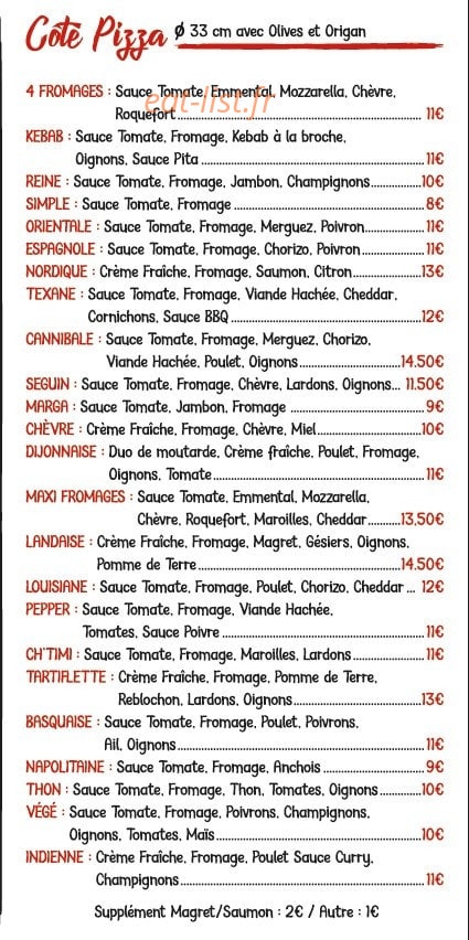 Bon Appetit — carte page 1