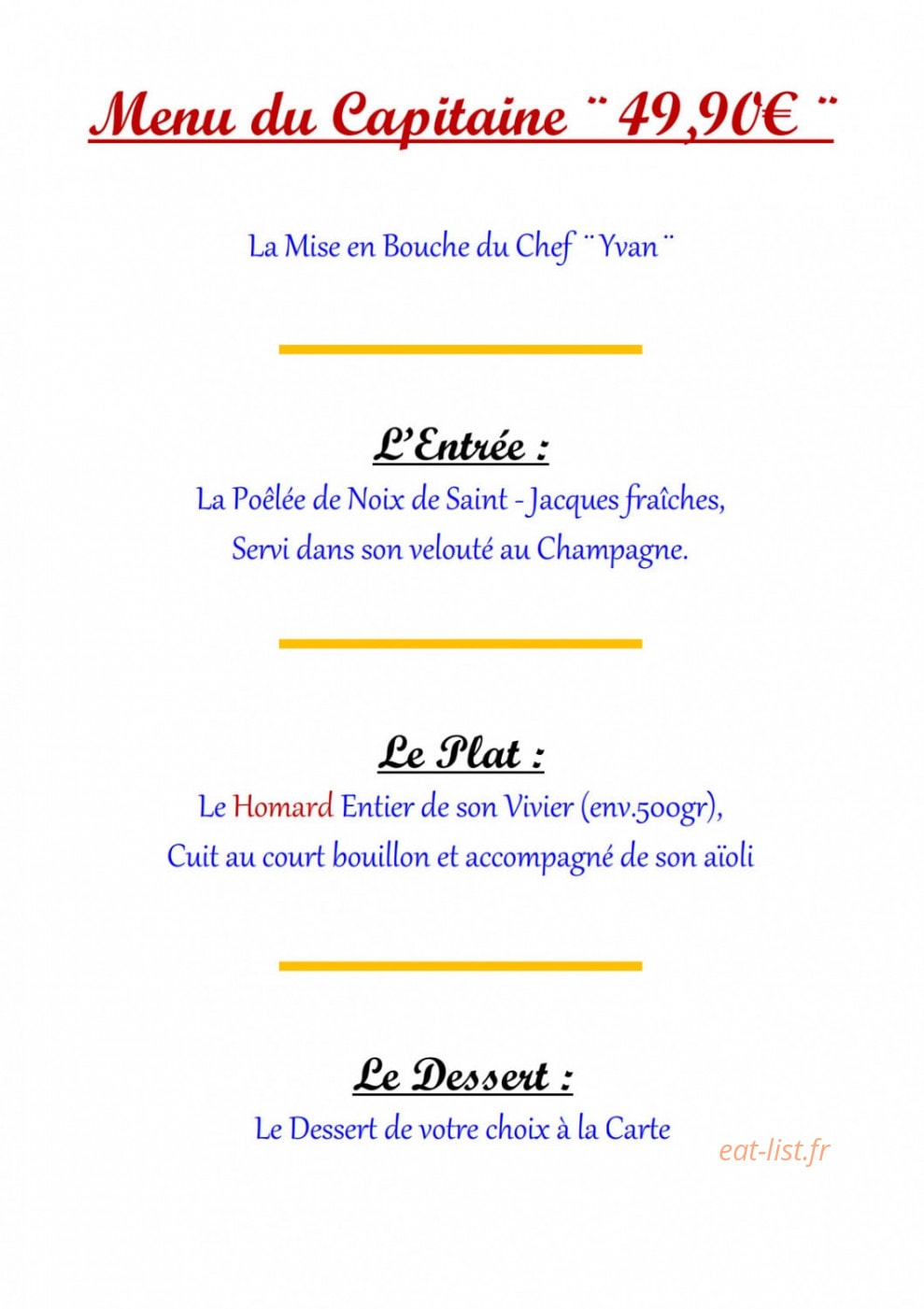 Brasserie de la Mer — carte page 7