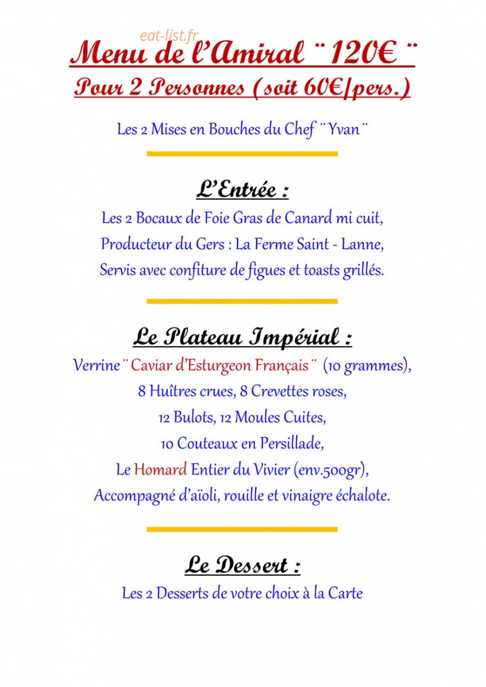 Brasserie de la Mer — carte page 6