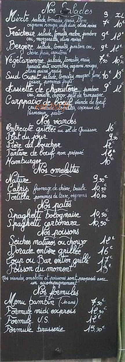 Brasserie des 4 fontaines — carte page 1