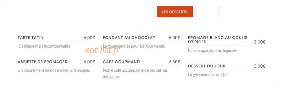 Brasserie du Parc chez seb — carte page 3
