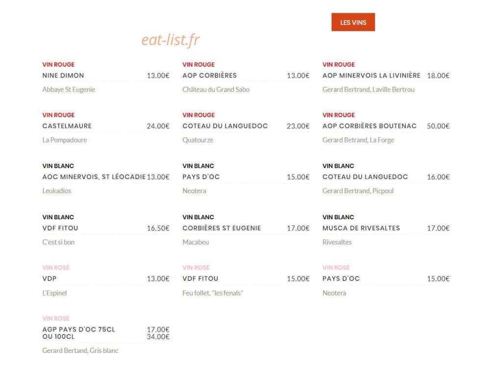 Brasserie du Parc chez seb — carte page 4