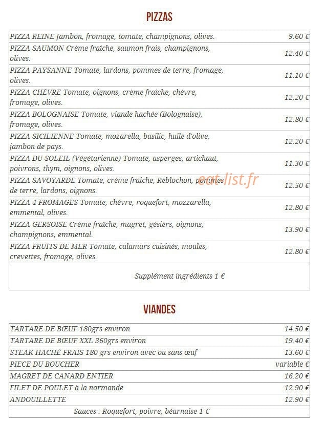 Brasserie plaisance — carte page 2