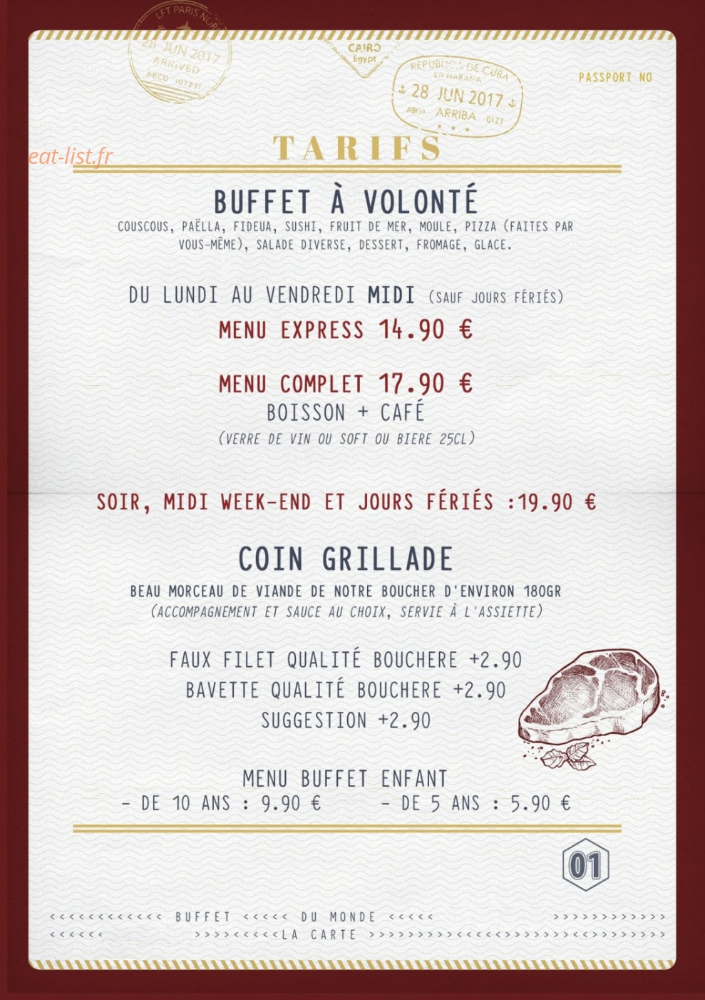 Buffet du monde — carte page 1