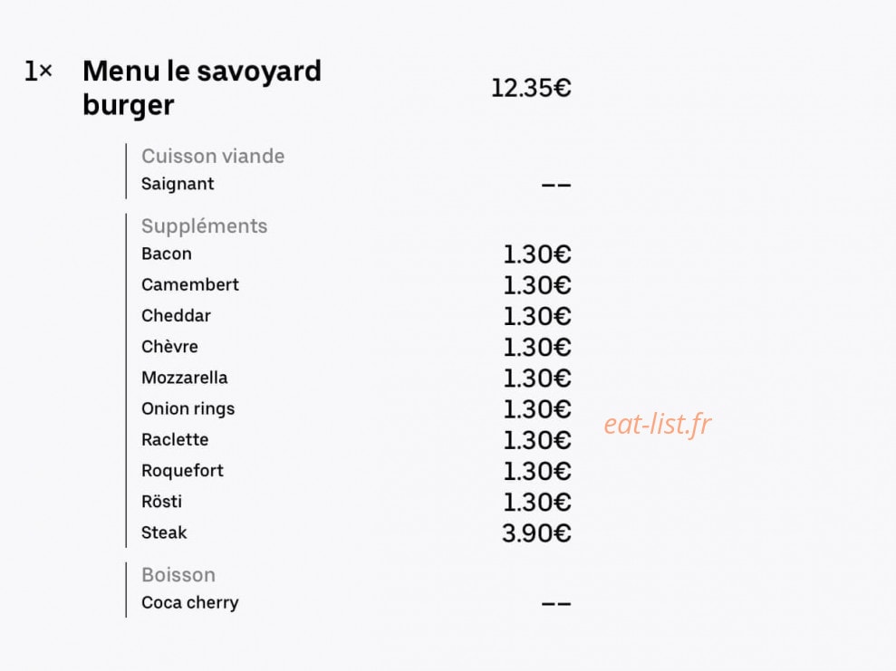 Burger Bianca — carte page 1