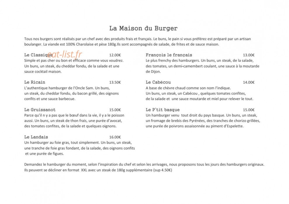 Burger et Cassolette — carte page 2