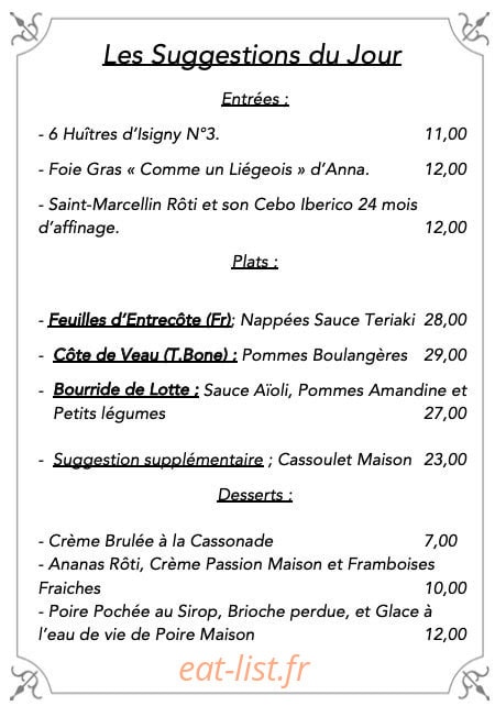 Chez Anna — carte page 1