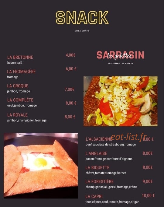 Chez Chris — carte page 1