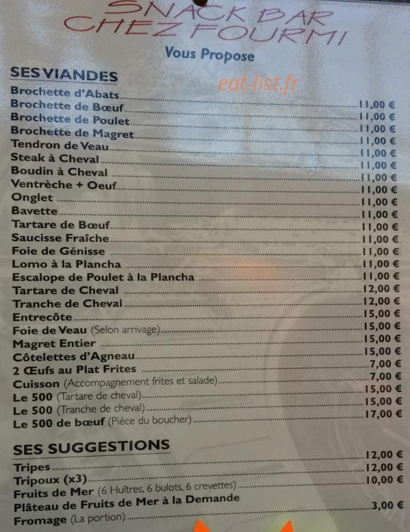 Chez Fourmi — carte page 1