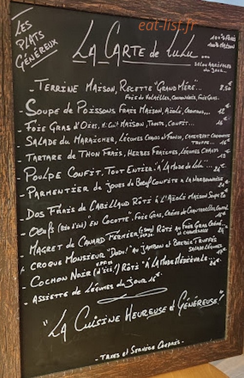 Chez Lulu — carte page 1