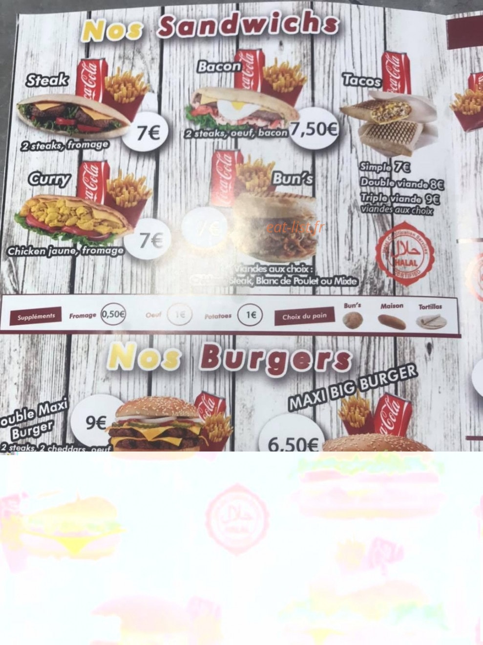 Chicken Shop — carte page 2