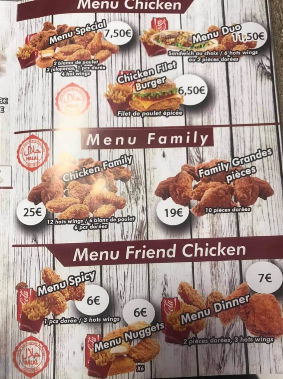 Chicken Shop — carte page 3