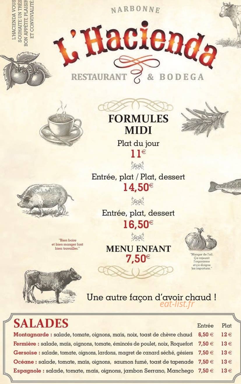 L'Hacienda Bodega — carte page 1