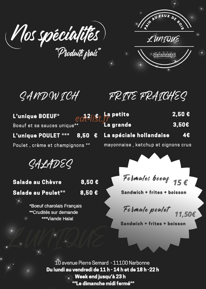 L'unique — carte page 1