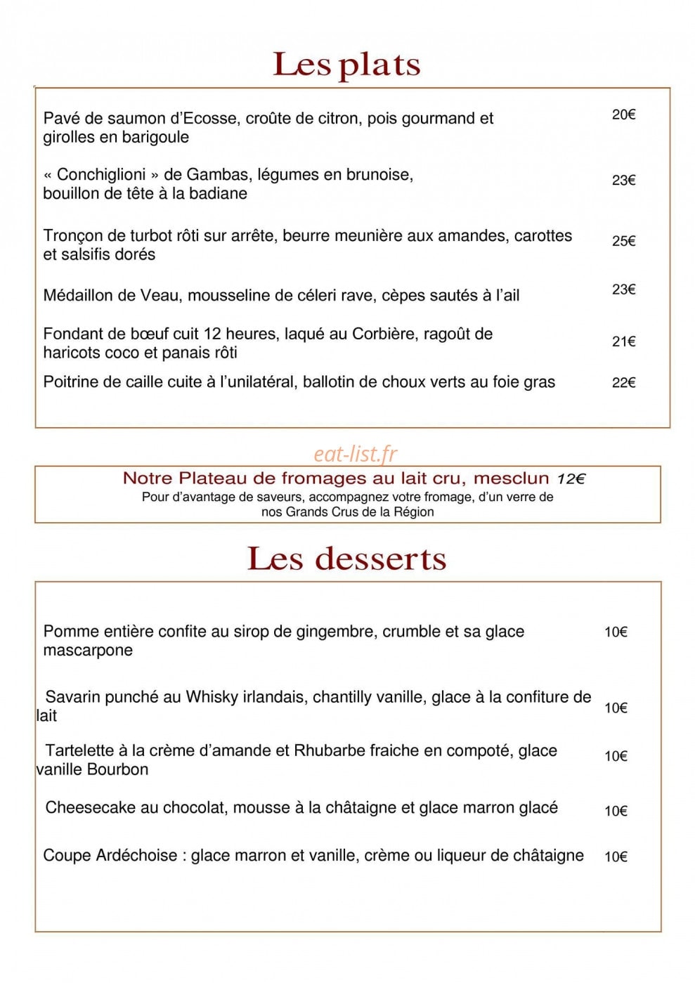 La Brasserie du Moulin — carte page 3