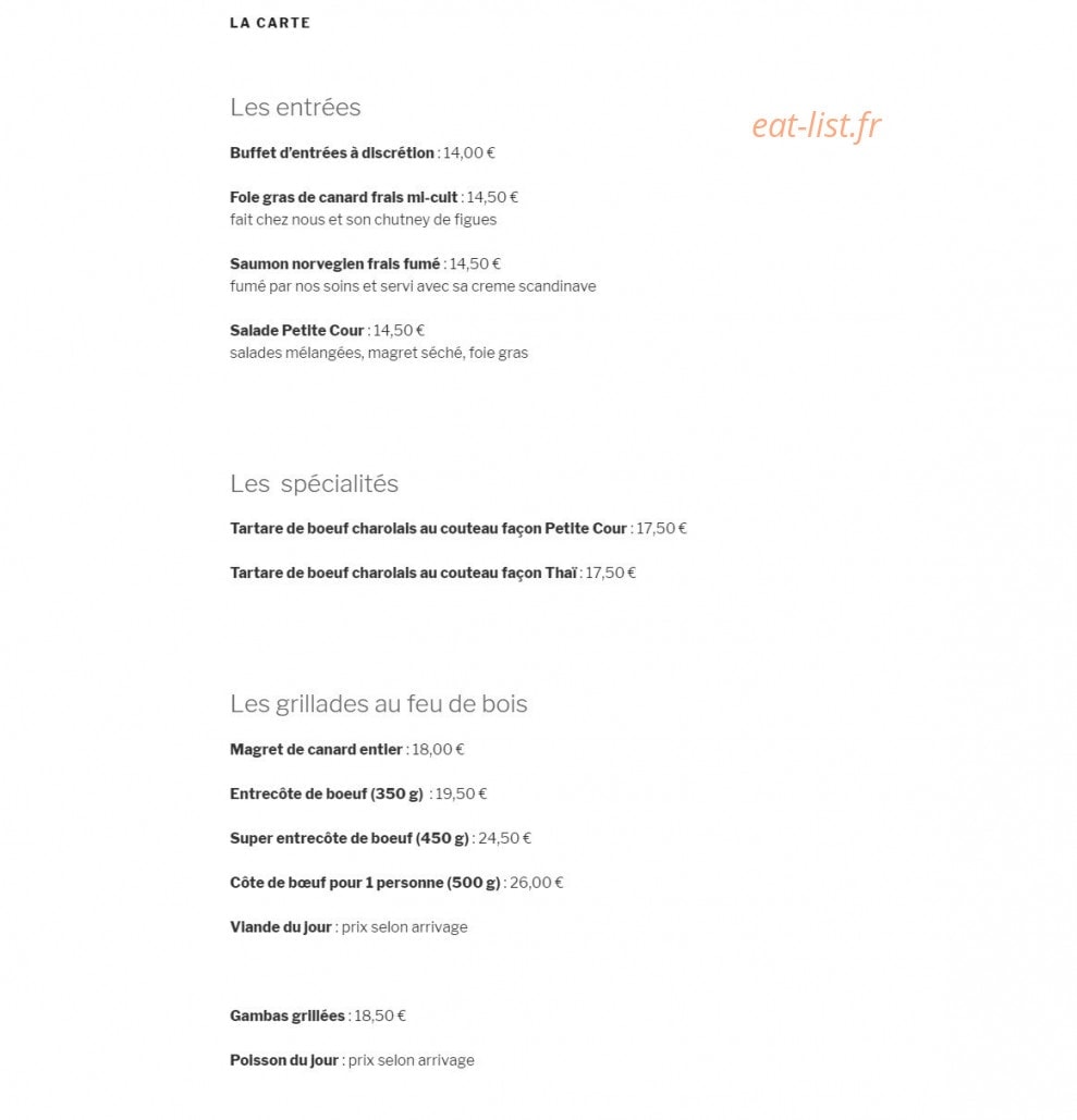 La Petite Cour — carte page 2