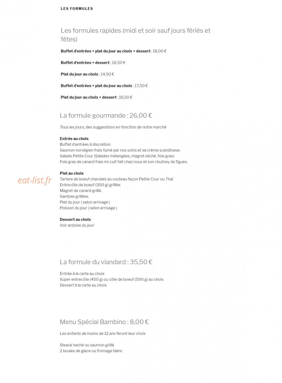 La Petite Cour — carte page 1