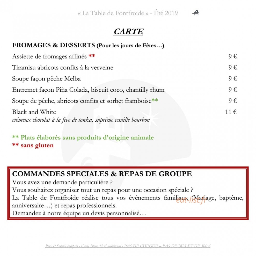 La Table de Fontfroide — carte page 6